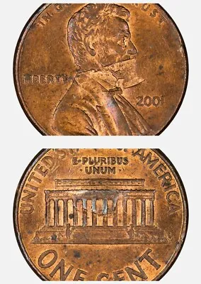 $150 • Buy 2001 Lincoln Memorial Struck- Through Brockage Error Penny