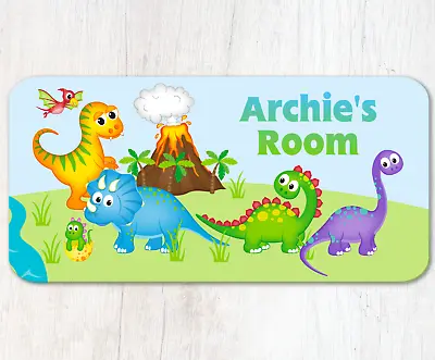 Personalised Dinosaurs Door Sign Metal Children's Bedroom Nursery Name Plaque • £5.99