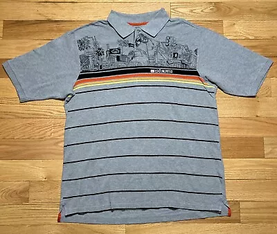 Ecko Unltd Mens Gray Striped Polo Shirt - Size XL  The Block Is Hot  City Theme • $34.95