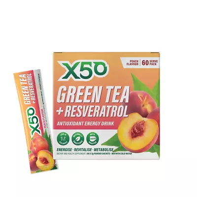 X50 Green Tea Peach Detox Teatox Fat Burner Weight Loss Drink Tribeca Health • $15.95