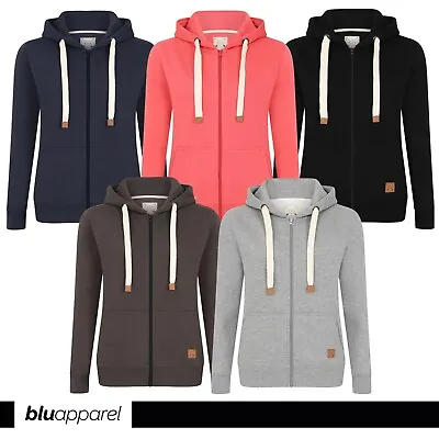 Ladies Zip Up Fleece Hoodie Jumper Warm Black Grey Coral Navy Charcoal UK 8-20 • £19.99