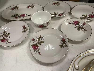 Vintage Moss Rose China Lot 5 Pieces Japan Red Crane Mark.. • $30