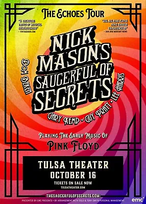$14.51 • Buy NICK MASON / PINK FLOYD  THE ECHOES TOUR  TULSA CONCERT POSTER - Rock Music