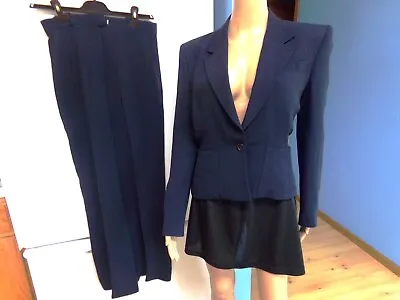 Vintage Ultimo Richard Tyler Blue 2 Piece Women Pant Suit Size 8 Usa • £96.37