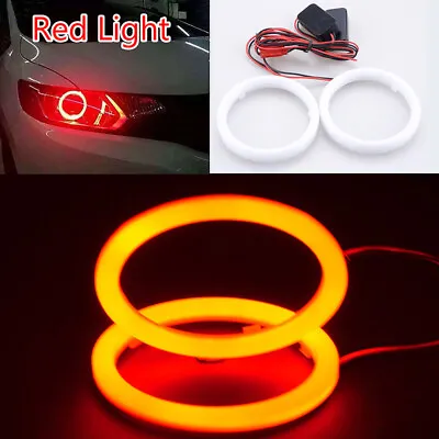 Pair 90mm DRL COB LED Angel Eyes Halo Ring Fog Headlight Lamp Light Red • $17.99