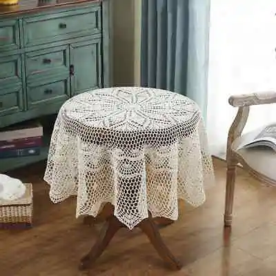 Luxury Round Table Cover Pastoral Crocheted Dining Tablecloths Home Decorative • $37.70