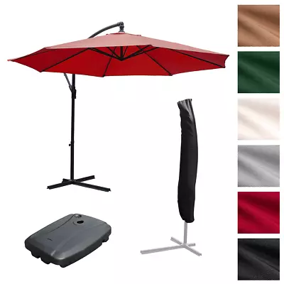 3.5m Large Cantilever Hanging Garden Parasol Sun Shade Patio Umbrella For Dining • £89.95