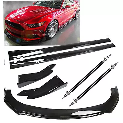 Front Bumper Lip Splitter Spoiler Side Skirts Strut Rods For Ford Mustang • $149.99