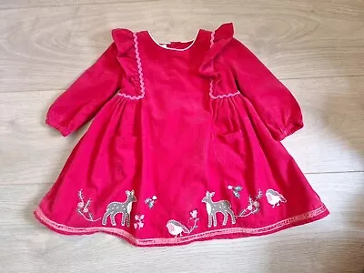 Monsoon Red Corduroy Dress 6-12 Months • £5.75