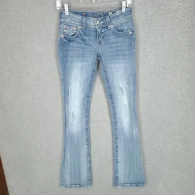 Miss Me Jeans Womens 25 Tall Boot Cut Blue Denim Distressed • $26