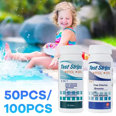 6in1 Chlorine Dip Test Strips Hot Tub SPA Swimming Pool Water PH Tester Paper AR • $6.35