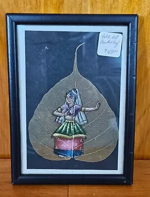 Middle Eastern Dancing Girl Hand Painted On A Tree Leaf Framed • $19