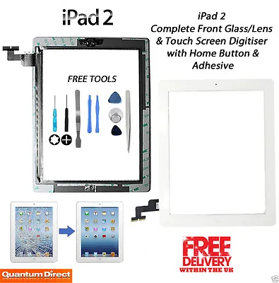 NEW Complete Front Glass/Digitiser Touch Screen/Panel Assembly FOR IPad 2 WHITE • £9.95