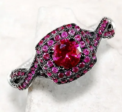 2CT Natural Ruby 925 Solid Sterling Silver Filigree Ring Jewelry Sz 8 MP7 • $19.99
