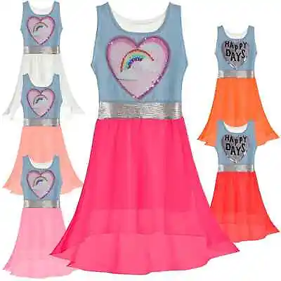 Dress Petticoat Solid Leisure Summer Clothes Costume Children Girl 21439 • $14.75