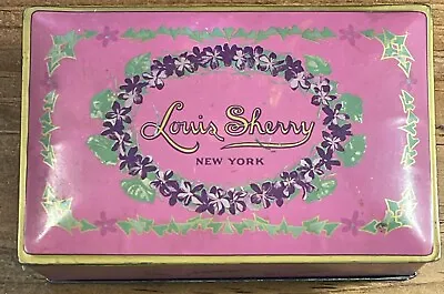 Vintage Loose Sherry Hinged Purple Floral Tin • $19.99