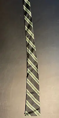 Vintage Men's Sock Tie Square End Necktie Mint Green & Black Striped 1940's-50s? • $9.69