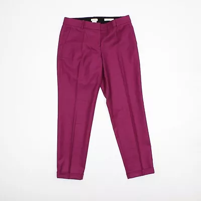 J Crew Womens Magenta Wool Straight Leg Cafe Capri Dress Pants Size 0 • $25