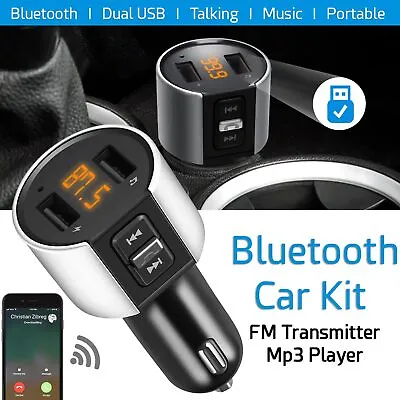 £7.88 • Buy Wireless Bluetooth Car FM Transmitter Kit 2 USB Charger MP3 Player Handsfree