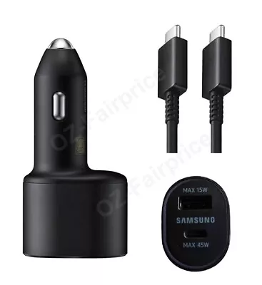 Genuine Original Samsung Galaxy S22 Note 20 Dual Port 45W & 15W Fast Car Charger • $35