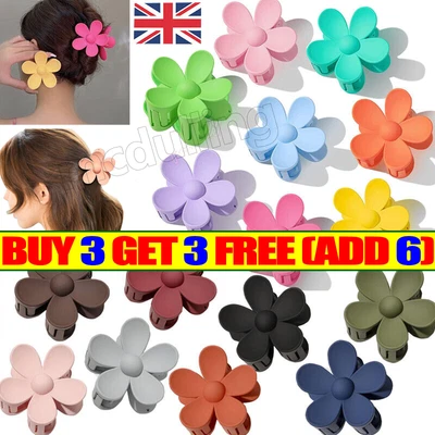 Mini Flower Hair Claw Clamps Frosted Large Hair Clips Headwear Claws Girl Womens • £2.77