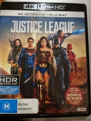 $10 • Buy Justice League | Blu-ray + UHD (4K UHD & Blu-ray, 2017) 2 Disc VGC