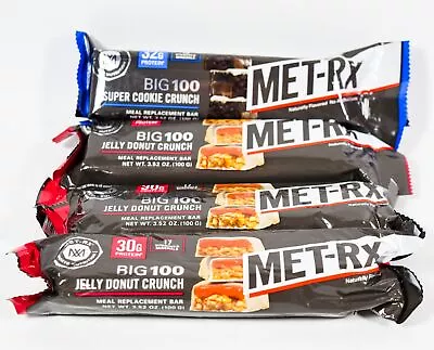 4 Met-RX Big 100 1 SUPER COOKIE CRUNCH /3 JELLY DONUT CRUNCH 3.52oz 05/04/2024 • $16.99