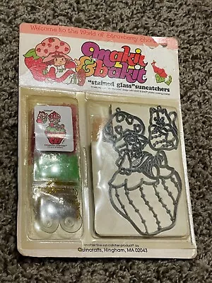 Makit Bakit Strawberry Shortcake Custard Stained Glass Suncatcher New 1981 Vtg • $16.19