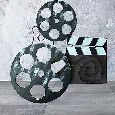 Retro Metal Movie Reel Wall 3D Art Theater Man Cave Home Decor 20x 18 In ACTION! • $29.99