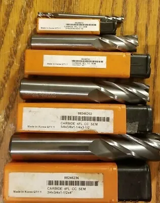 Hertel Carbide 4FL CC SEM BITS. Set Of 4. Used. 3/16 1/2 5/8 3/4  TOOL Set • $40