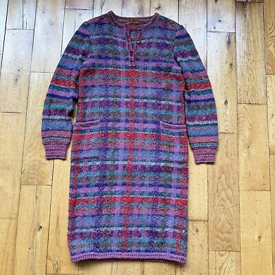 Vintage Missoni Knit Dress Multicolor Geometric Plaid Sweater Made In Italy 70’s • $149