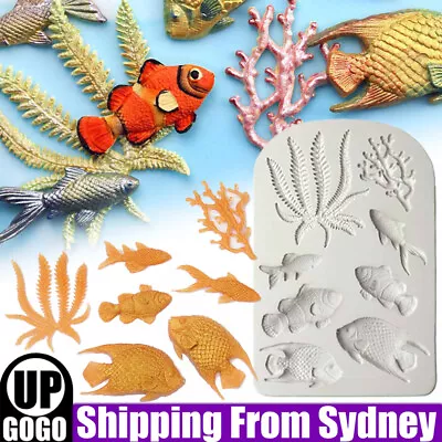 Sea Fish Coral Silicone Fondant Cake Decorating Mold Sugarcraft Icing Mould Tool • $4.82