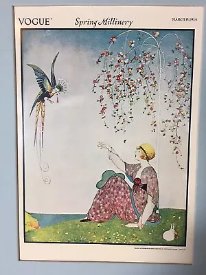 Vogue Spring Millinery Print Vintage Art Deco 5” X 7” Matted Litho • $14.50