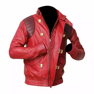 Akira Kaneda Red Real Leather Motorcycle Biker Café Racer Vintage Jacket For Men • $22.99