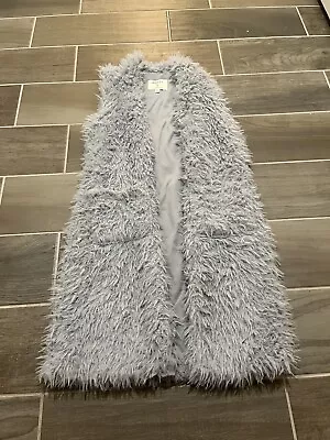 Long Lined Faux Fur Vest Size Small With Pockets • £18.31