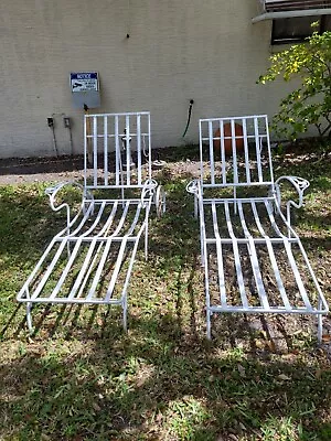 VINTAGE WOODARD WROUGHT IRON CHAISE LOUNGE CHAIRSiron Patio Furniture • $600