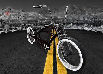 $638.99 • Buy 26  Stretch Beach Cruiser Bike Fat Tires High Rise Handlebars Single Speed Bike
