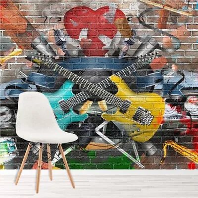 £65.98 • Buy Guitar & Music Graffiti Art Wall Mural Wallpaper WS-42603