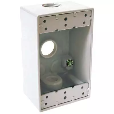 Bell Single Gang 1/2 In. 3-Outlet White Aluminum Weatherproof Outdoor Outlet Box • $14.07