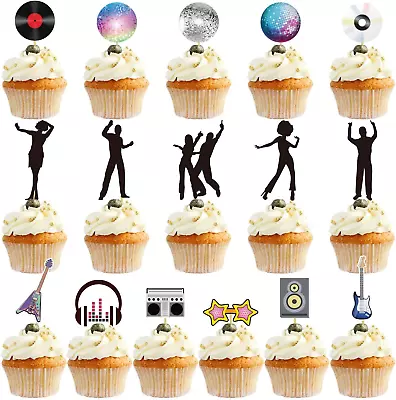 48PCS 70S 80S Disco Ball Cupcake Topper Decorations Set With Glitter Polka Music • $10.68