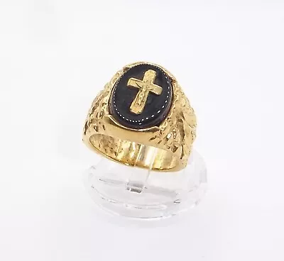 Men's Fashion 14 KT. H.G.E. Crucifix Cross Ring  Size 8 3/4 ... Se334 • $4.95