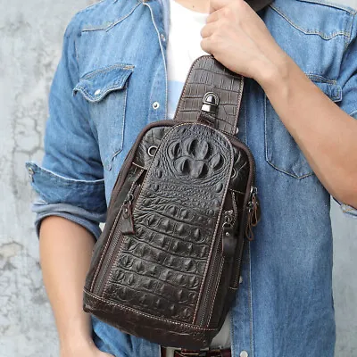 Men Luxury Crocodile Pattern Sling Bag Chest Shoulder Daypack Crossbody Bag Gift • $24.99