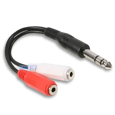 15cm Big Jack To Small Splitter 6.35mm STEREO 1/4  Male Plug To 2 X 3.5mm Female • £4.75