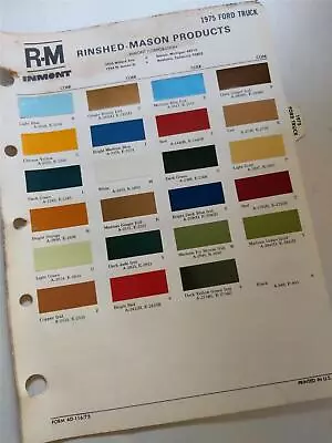1975 FORD TRUCKS Vtg. RM RINSHED-MASON Automotive Paint Chip Color Chart • $14.99