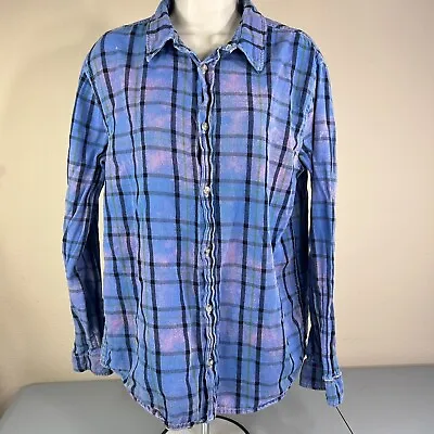 Zara Womens Plaid Flannel Shirt Size M Blue Black Pink Button No Pockets • $8.08