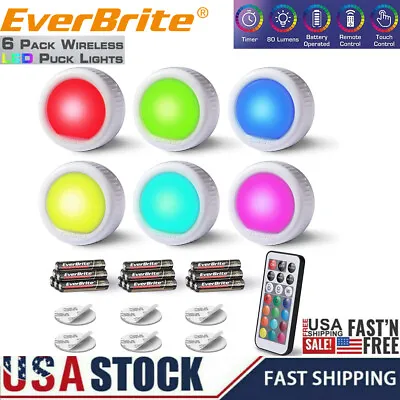 EverBrite 6Pack LED Puck Light Tap Light Push Light Wireless Touch Under Cabinet • $20.99