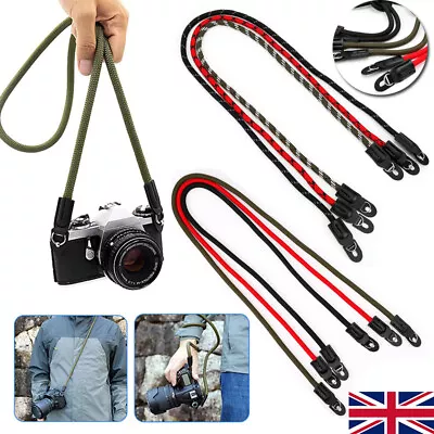 Hand Made Braided Camera Single Shoulder Neck Strap Rope&Leather For Leica Sony • £6.79
