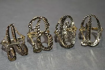 $175 • Buy 10K Solid Yellow Gold 1.15  Diamond Cut Initial Band Ring. Size 7.5