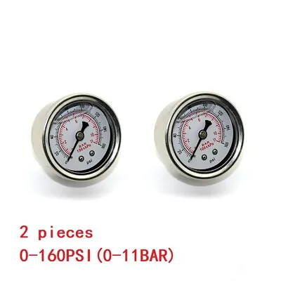 2Pcs Fuel Pressure Gauge 0-160 PSI Liquid Filled Oil Pressure Gauge 1/8  NPT • $15.84