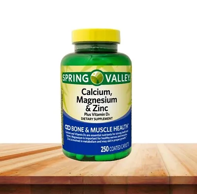 $6.49 • Buy Spring Valley Calcium, Magnesium & Zinc Plus Vitamin D3 Coated, Caplets 250 Ct